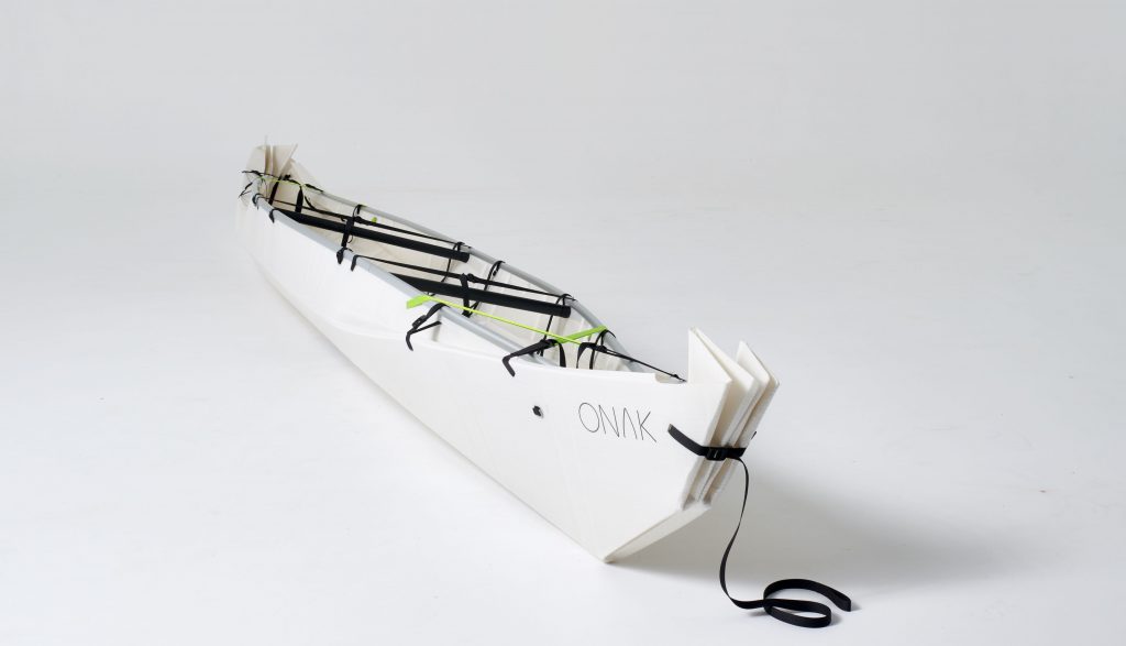"Our product is a folding canoe, which can be set up origami wise and can be transported compactly. Moreover, it is very strong, unsinkable due to the specially developed sheet material and very light (
